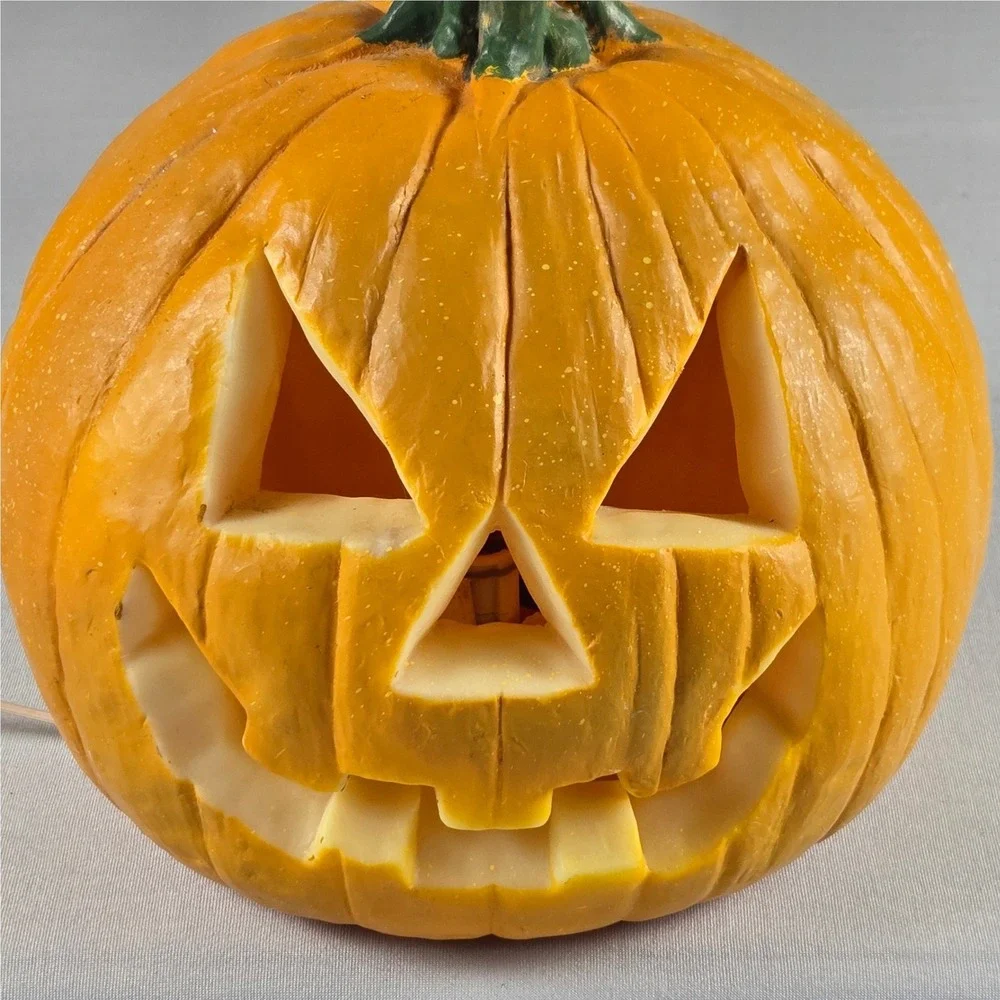 Vintage Halloween Jack O Lantern Pumpkin Light Blow Mold Table Decor Working